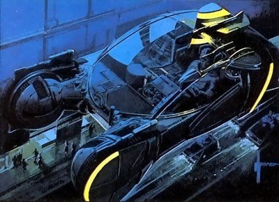 Diseño en dibujo animado del Spinner de Blade Runner