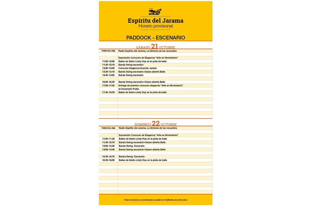 Horarios Espíritu Jarama 2017