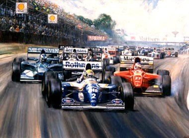 Ilustración de Ayrton en su época en Williams
