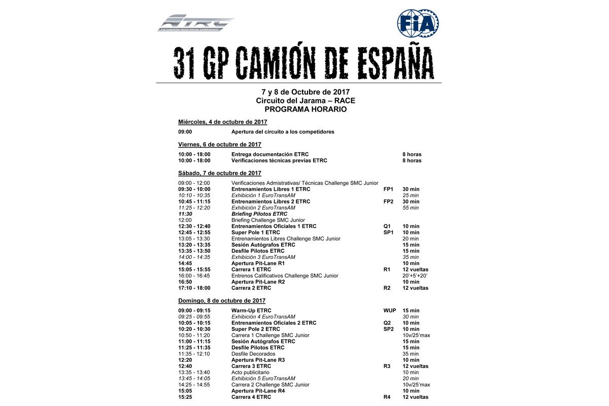 Horarios GP Camión España 2017