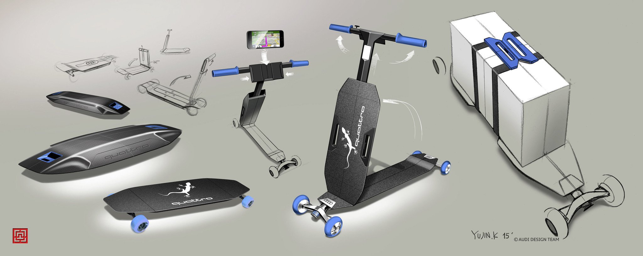 Audi connected mobility concept: un Audi Q3 con “patinete”