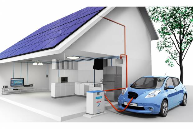 Un Nissan Leaf que da electricidad a la casa