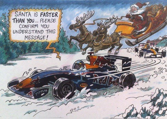Felicitación Navideña de Red Bull mofándose de Ferrari