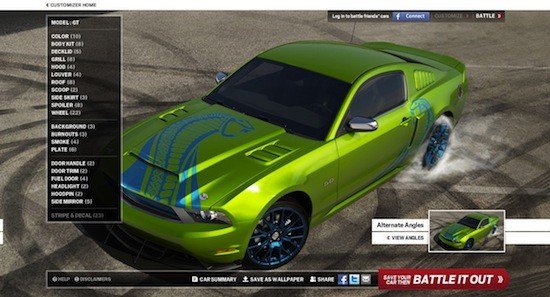 Diseña y personaliza un Ford Mustang desde tu móvil