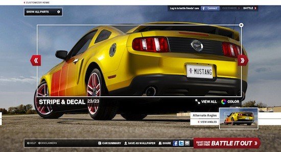 Diseña y personaliza un Ford Mustang desde tu móvil