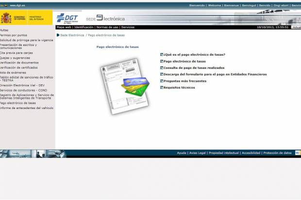 Ya está disponible el pago de tasas de Tráfico por internet