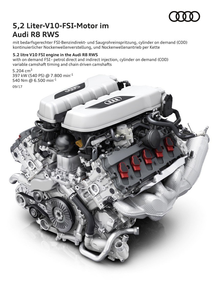 Audi R8 V10 RWS: el primer Audi con propulsión trasera