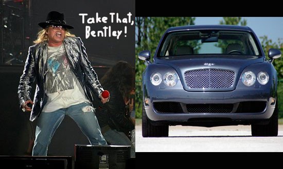 Bentley denuncia a Axl Rose por tener demasiado “Appetite for Destruction” con un coche al