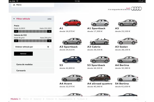 Nueva App Audi Configurador para iPhone y para iPad