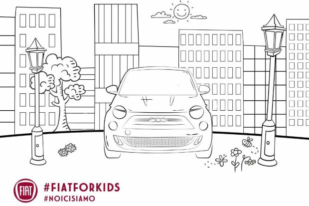 Fiat crea láminas que los niños dibujen y coloreen el Fiat 500